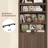 81" Tall Arched Cabinets,Bookcase with storage,Mid-Century Modern 6-Tier Bookshelf with Door,2 Book Risers and Adjustable Shelves offering more storage space for Living Room,Kitchen,Home Office,Walnut UPOSOJA