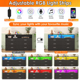 Bigbiglife Dresser for Bedroom, 6 Drawer Dresser with Charging Station and Led Light, Modern Chest of Drawers for Bedroom, Living Room,Black Bigbiglife