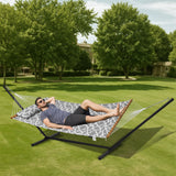 VEVOR Double Hammock with Stand Outdoor 2 Person Hammock for Outside Heavy Duty 480lb Large Free Standing Hammock Double Quilted Fabric Hammock with Portable Stand, Detachable Pillow & Bag VEVOR