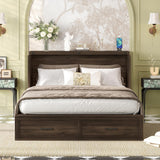 Merax Farmhouse Wood Murphy Bed Chest with Charging Station, Foldable Wall Platform Bed with Storage Drawer/Space Saving/Wood Slat Support/Full, Gray Merax