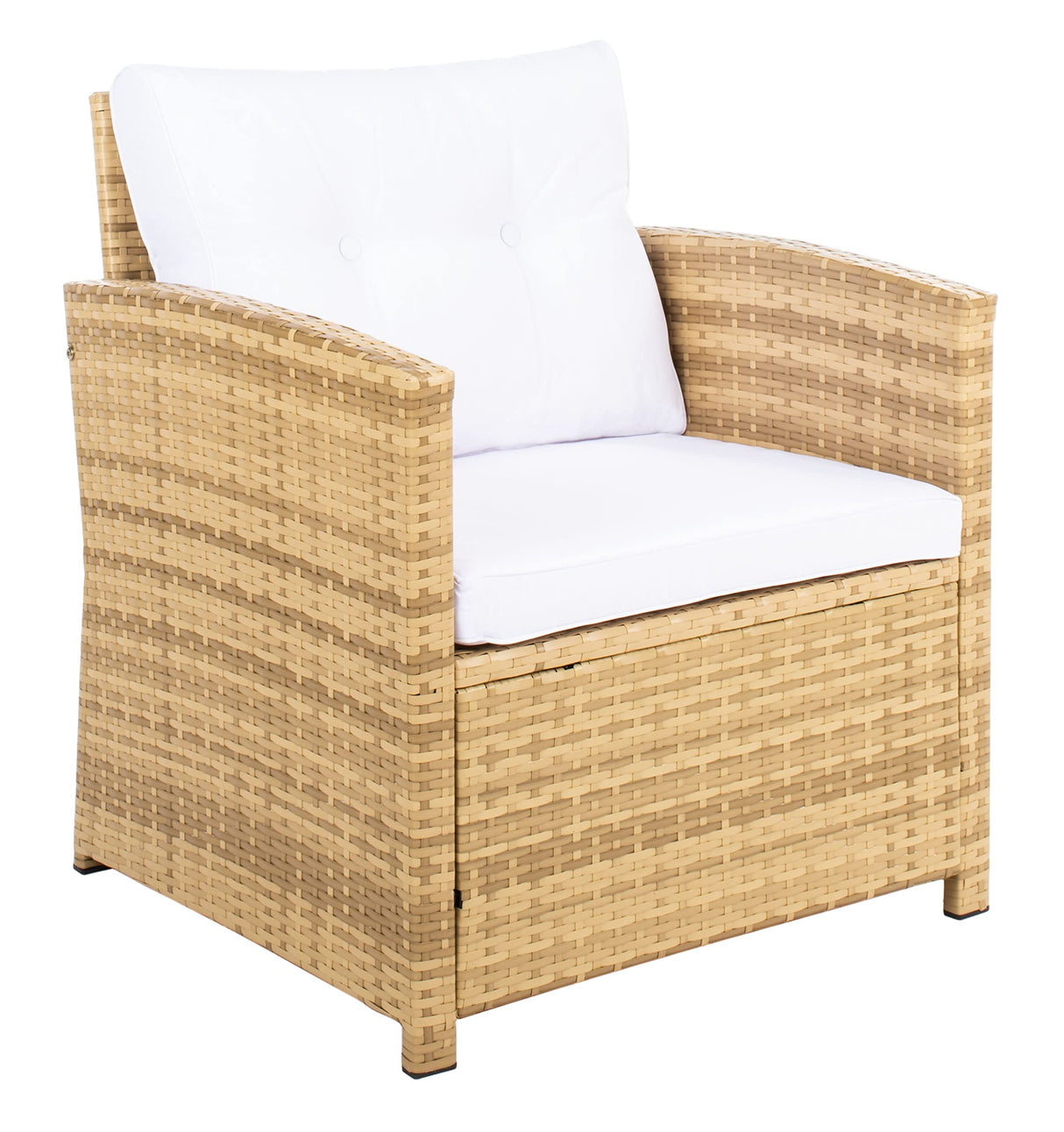 SAFAVIEH Outdoor Collection Vellor Natural/White Cushion 4-Piece Conversation Patio Set PAT7516D Safavieh