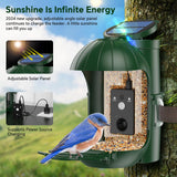 Relassy Bird Feeder with Camera, Waterproof Smart Bird Feeder with Camera Solar Powered for Outdoors, Rechargeable & Detachable 110° Bird Feeder Camera, Auto Capture Bird HD Videos & Photos, Green Relassy