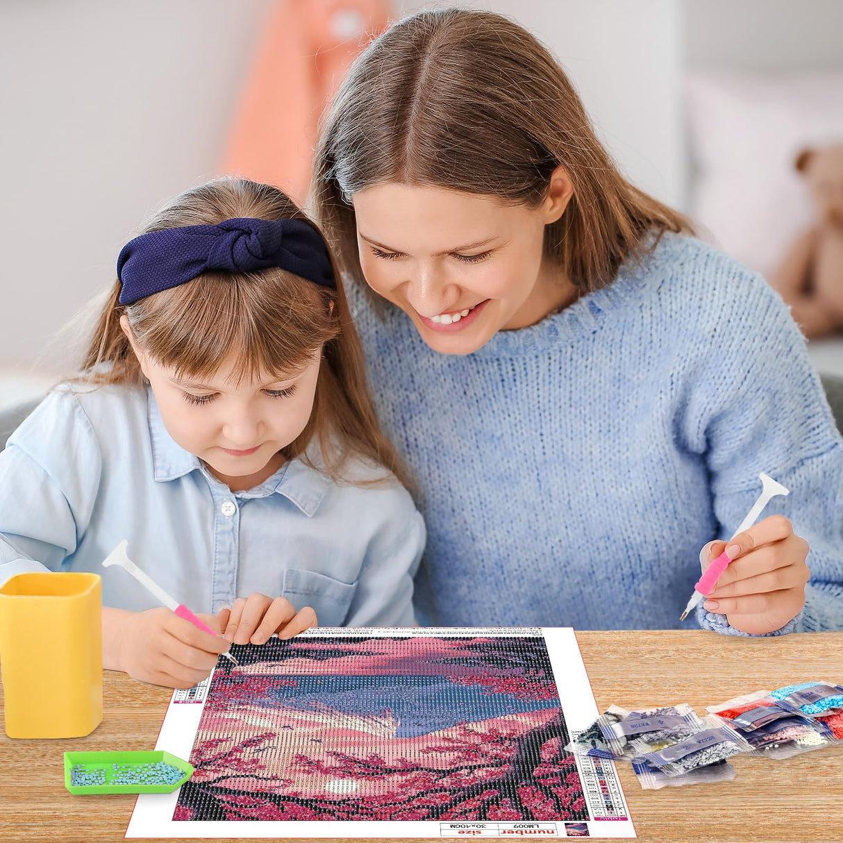 MOGTAA Cherry Blossom Landscape Diamond Art Kits for Adults, 5D Full Drill Diamond Painting Kits for Adults Beginners, DIY Mountains Round Diamond Dots for Adults, Gem Art for Home Decor 12 X 16Inch MOGTAA