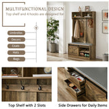 Betoko 71 Inch Entryway Bench with Sliding Barn Door, Farmhouse Hall Tree with Coat Rack and Storage Bench, Wood Coat Tree with Cushioned Stool and Hooks for Hallway, Living Room, Mudroom (Oak) Betoko
