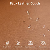 Tbfit 80" Faux Leather Couch, Mid Century Modern Sofa Living Room, 3 Seater Sofa for Small Space Bedroom Office Apartment, Brown Tbfit