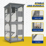 Catio, Outdoor Cat Enclosure with 3 Platforms, Outdoor Cat House with Fir Wood, Weatherproof Kitty Catio with Resting Box, 4 * 360° Wheels DEYGIA