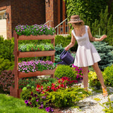 DoCred Vertical Wooden Raised Garden Bed, 4 Tier Garden Planters Freestanding Wood Plant Stand Flower Rack Wooden Planter Box for Plants Herbs Flowers Vegetables Outdoor Indoor Gardening DoCred