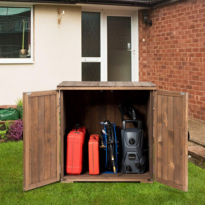 Goplus Compact Wooden Storage Shed, 2.5 X 2 Ft Fir Wood Cabinet for Garden Yard Patio - WoodArtSupply