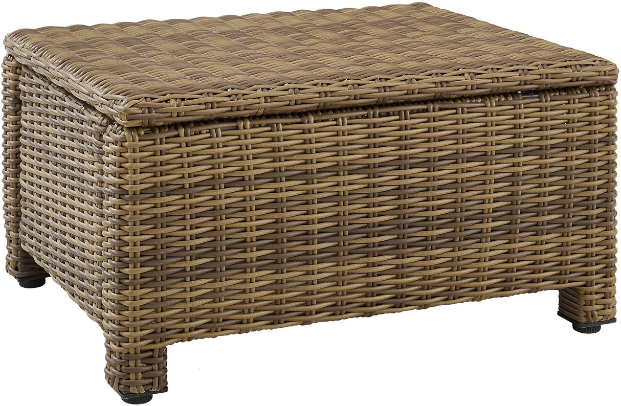 Crosley Furniture Bradenton Wicker Outdoor Ottoman Foot Rest for Patio, Deck, Porch, Brown with Sangria Cushions Crosley Furniture