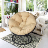Skypatio Papasan Chair Swivel Patio Chair with Fluffy Cushion, Indoor/Outdoor Lounge Moon Chair Balcony Seats for Home, 35inch, Khaki Cushion Skypatio