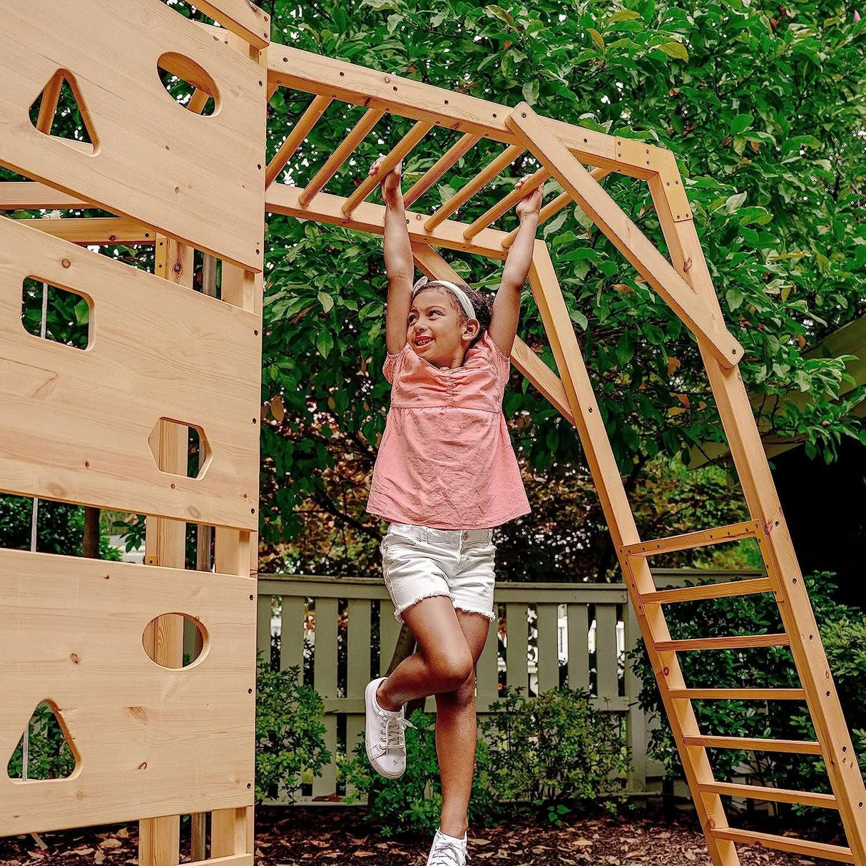 Avenlur Hawthorn XL Wooden Outdoor Playset – Backyard Playground Fort with Slide, Swings, Monkey Bars, Climbing Wall & Playhouse – Kids Wooden Swingset Gym Equipment for Toddlers & Children Ages 3–10 Avenlur