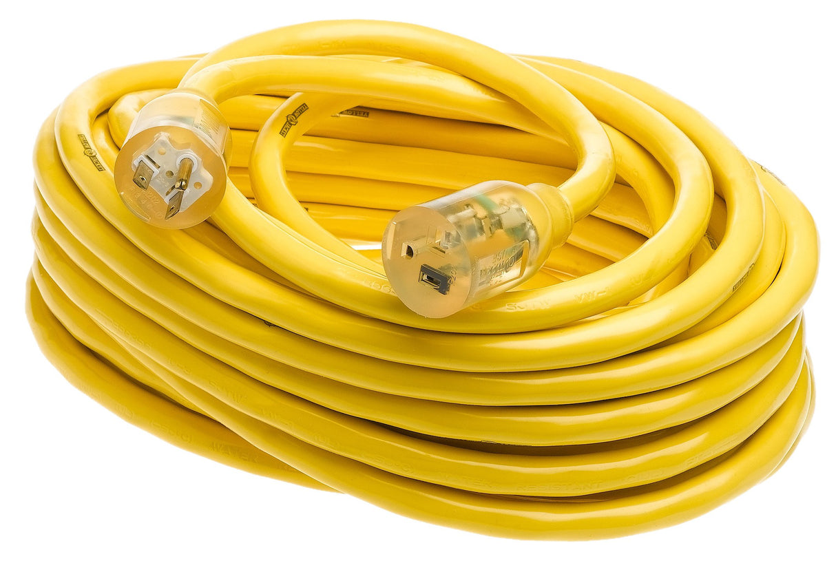 Yellow Jacket Extra Heavy Duty Extension Cord, 50Ft, 10 Gauge, 3 Conductor, Lighted End, Weather Resistant, SJTW, Yellow, 2991 Yellow Jacket