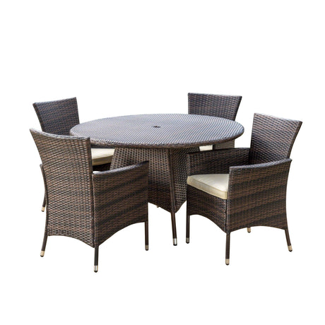 Christopher Knight Home Rodgers Outdoor Wicker Dining Set, 5-Pcs Set, Multibrown Christopher Knight Home