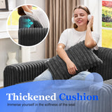 Hobestluk Couch Sofa 2-Seater Foam Sofa Loveseat for Small Spaces Comfy Sofas with Removable Cover Furry Couch with Pillows for Living Room, Bedroom, Apartment, Office (Black, Loveseat) Hobestluk