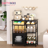 SWTYMIKI Coffee Bar Cabinet Station - Farmhouse Small Coffee Stand Station with Doors, Rustic Storage Organizer for Kitchen, Buffet Sideboard Cabinet Table for Home, Office, Corner, Bar, Black SWTYMIKI