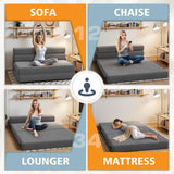 Furmax Folding Sofa Bed Chair, Fold Out Chair Bed, Twin Size Convertible Floor Sofa Foldable Mattress, Corduroy Sleeper Chair for Living Room Bedroom, Grey Furmax
