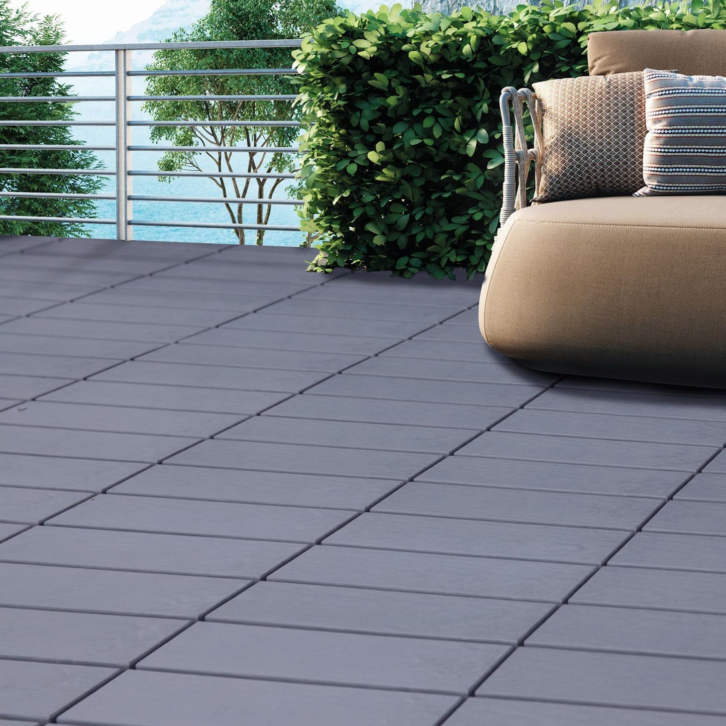 Spurtar 31.68 sq. ft Plastic Interlocking Deck Tiles 36 Pack (11.3"x11.3") Patio Flooring Outdoor Waterproof for All Weather Use - Patio Flooring Decking for Porch Poolside Balcony Backyard Grey