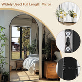 Full Length Mirror, 76"x34" Oversized Arched Mirror Large Standing Mirror, Tall Mirror Body Floor Mirror Wall Mirror Hanging Mirror for Bedroom Living Room Aluminum Frame,Black Homsion