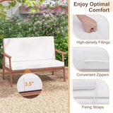 Tangkula 4 Piece Outdoor Conversation Set, Acacia Wood Sofa Set with Soft Seat & Back Cushions, Rectangle Coffee Table Patio Wood Furniture Set for Backyard, Poolside, Garden (1, Off White) Tangkula