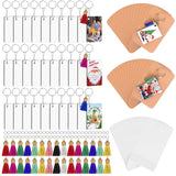 JNENERY Sublimation Keychain Blanks Bulk, 180PCS Rectangle Sublimation Blanks, MDF Keychain Blank Double Sided with Key Rings and Tassels for DIY Crafting JNENERY