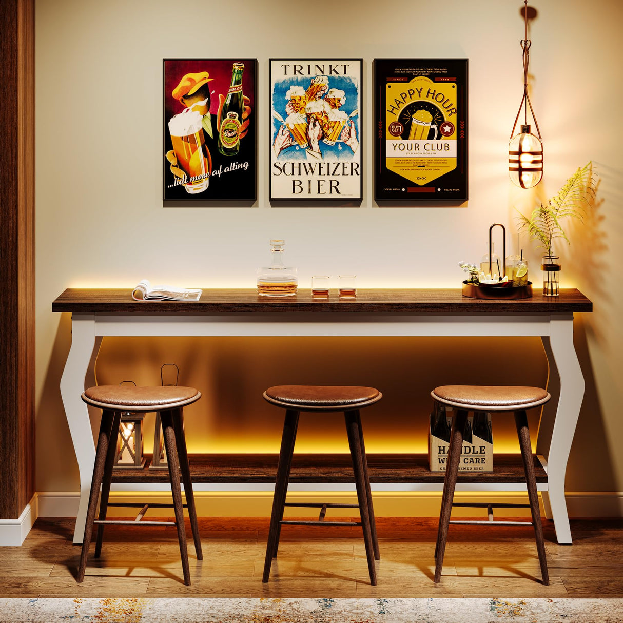 Tribesigns 70.9 Inches Extra Long Sofa Table Behind Couch, Vintage Console Entry Table with 2-Tier Storage for Hallway, Entryway, Living Room, White & Brown Tribesigns