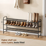 KEETDY 3-Tier Long Shoe Rack for Closet Metal Shoe Organizer for Entryway, Wide Stackable Shoe Storage Shelf with Sturdy Wire Grid for Closet Floor, Bedroom, Black KEETDY
