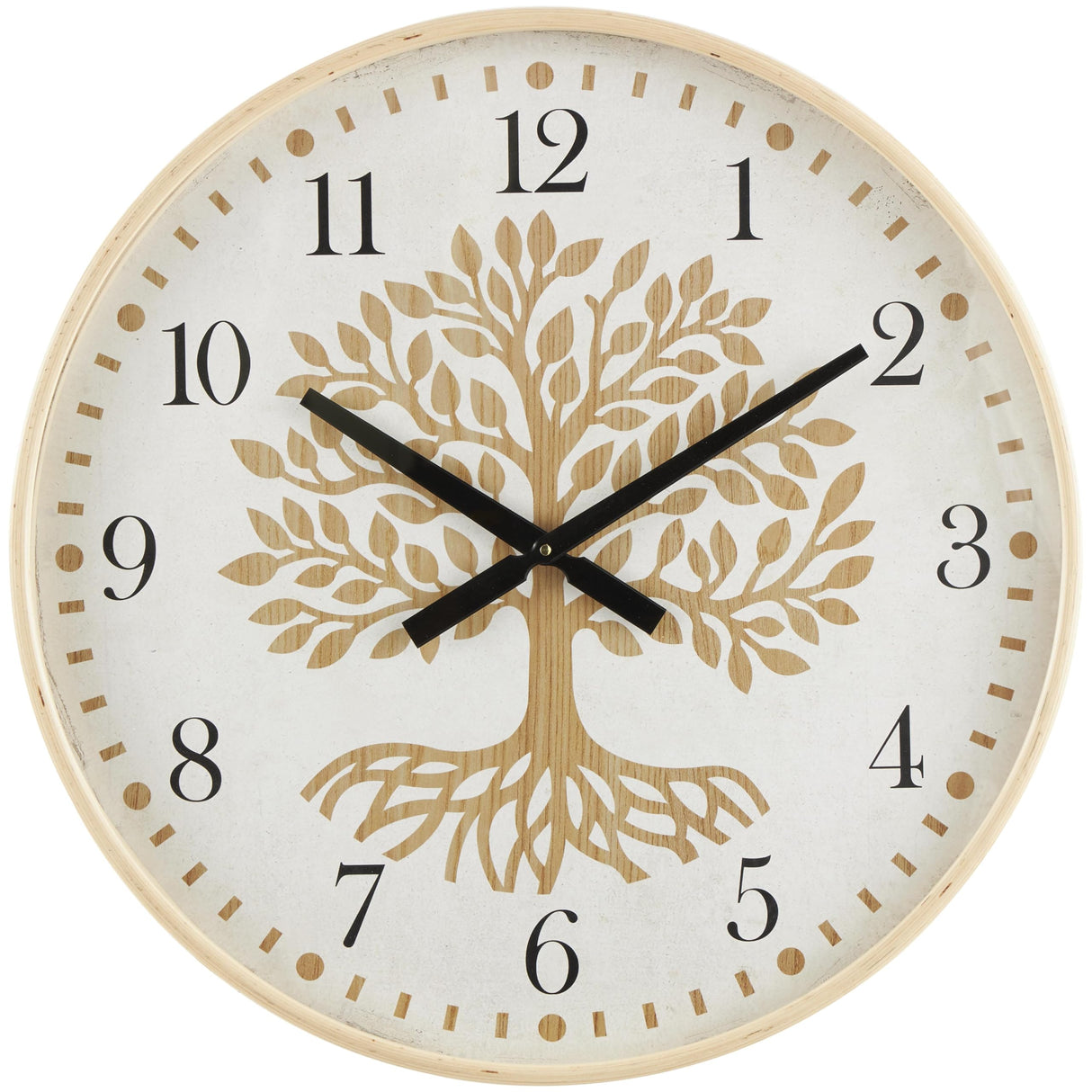 Deco 79 Wooden Tree Decorative Wall Clock Wall Clock for Home with Cream Backing, Wall Clock for Room 24" x 2" x 24", Brown Deco 79
