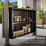 Domi 6x10FT Hardtop Grill Gazebo, BBQ Gazebo with Double Galvanized Steel Roof, 2 Storage Cabinets and Ceiling Hooks, Outdoor Grill Shelter for Backyard, Lawn and Garden(Brown) domi outdoor living