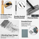 GETHPEN Sketch Pencils for Drawing,34 Pcs,Graphite Pencil (14B-4H), Charcoal Pencil,With Graphite Sticks, Erasers and Sharpener, Art Pencils for Sketching,Artist Set for Beginners and Professionals GETHPEN