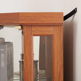 CKEASEAN Corner Curio Cabinet, 70" H Lighted Glass Display Cage with Tempered Glass Doors and Adjustable Shelves, Bulb Inclued, Wine Bar China Cabinet for Living Room Liquor Storage (Dark Oak) CKEASEAN