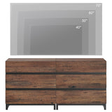 WAMPAT 3 Piece Dresser and Nightstand Sets, 63 Inches Dresser &Chest with 6 Drawers, 2 Nightstand with 2 Drawers Side Table for Bedroom, Bedroom Furniture Set,Brown WAMPAT