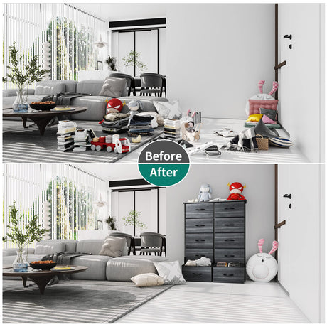 YITAHOME 10 Drawer Dresser - Fabric Storage Tower, Organizer Unit for Living Room, Hallway, Closets - Sturdy Steel Frame, Wooden Top & Easy Pull Fabric Bins YITAHOME