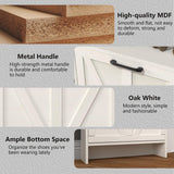 VINYUSE Shoe Cabinet with 4 Flip Drawers, Shoe Storage Cabinet for Entryway, Freestanding Hidden Shoe Cabinet Organizer with Open Storage, Narrow Shoe Rack with Legs, Oak White VINYUSE