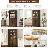 71" Tall Kitchen Pantry Cabinet with 3 Pack Pull Out Drawers for Cabinets,Farmhouse Storage Cabinet with Load-Bearing Steel Pipe,Pantry Organizers and Storage for Kitchen,Dining Room(Antique Brown) chartustriable