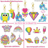 BANBBUR 16 Pcs Gem Art for Kids Age 4-8 8-12,Kids Crafts 5D Gem Diamond Art Kit with 5 Suncatchers/5 Keychains/6 Magical Stickers,Painting Art Crafts for Christmas BANBBUR