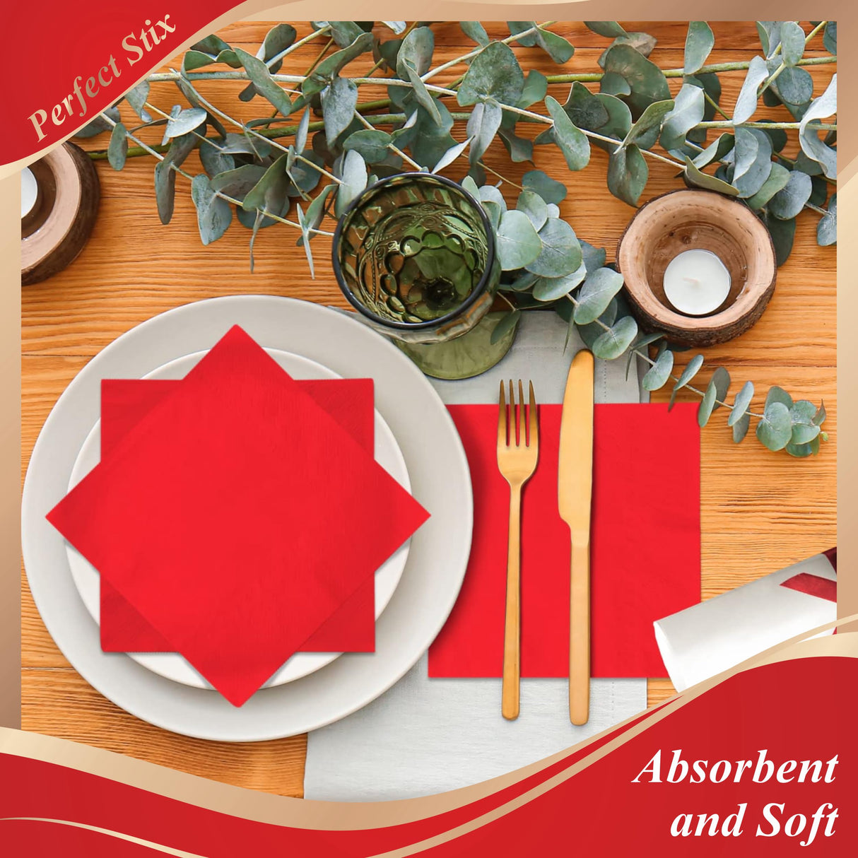 Perfect Stix 150 Pieces Christmas Cocktail Napkins Disposable. Paper Napkins 2 Ply for Christmas Holidays. 3 Solid Colors, Red, Green, White. Pack of 150 count. 50 Of Each Color. Perfect Stix
