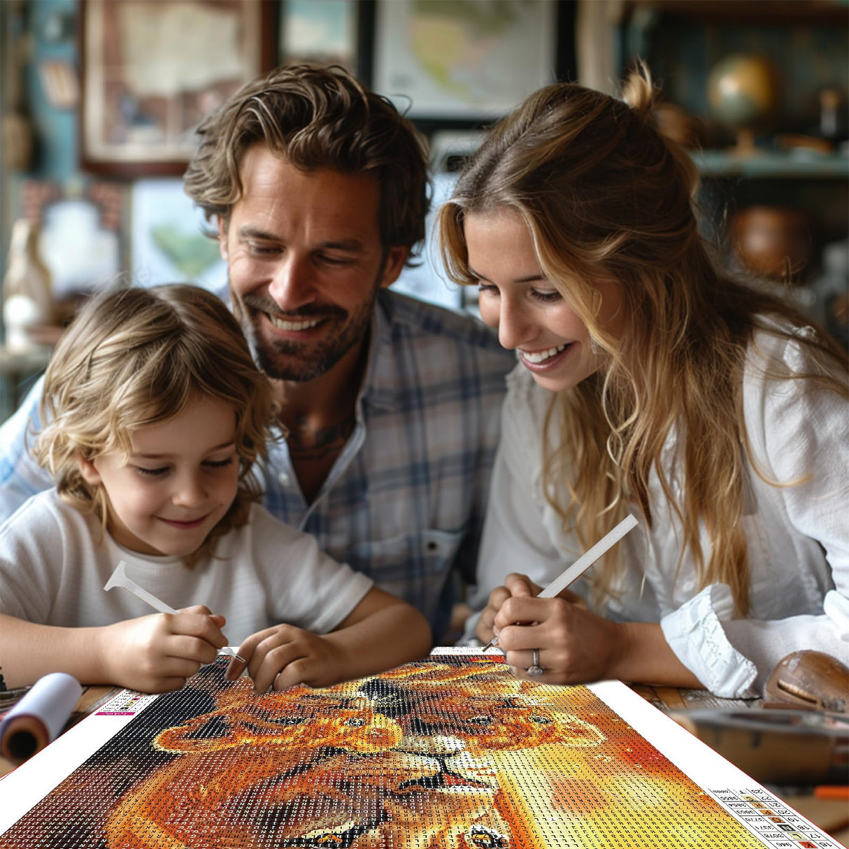RICUVED Lion Diamond Painting Kits for Adults, 5D Animal Diamond Painting Diamond Art Kits for Beginners, Full Drill Diamond Art Diamond Gem Lion Family Diamond Painting Kits for Home Decor 12x16Inch RICUVED