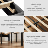 VECELO Upholstered Full Bed Frame with Headboard Adjustable, LED Lights, USB-A & Type-C, Velvet Platform Bed Noise Free, Mattress Foundation with Wooden Slats, No Box Spring Needed, Grey VECELO