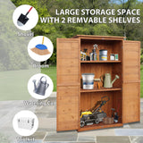 YTGLEN Outdoor Storage Cabinet, Wood Garden Shed, Pool Storage Shed with Lockable Door, Waterproof Roof and 2 Removable Shelves, Vertical Outside Storage Shed for Patio, Backyard and Lawn, Oak Brown YTGLEN