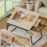 Puzzle Table with Drawers for 1500 Piece Jigsaw Puzzles – Adjustable Tilting Puzzle Board with Folding Legs & 6 Slidable Sorting Trays for Adults, Portable Wooden Puzzle Boards with Protective Cover EVAWOO