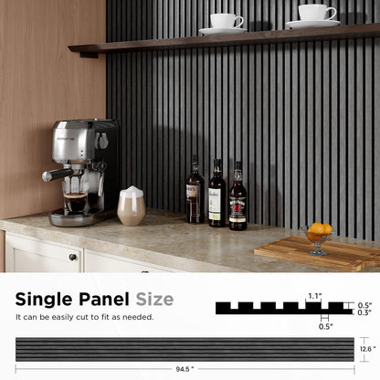 Wood Slat Acoustic Panels, 94.5" x 12.6" Each Soundpoof Wooden Slat Wall Panel - Black Oak, 2 Pack - WoodArtSupply