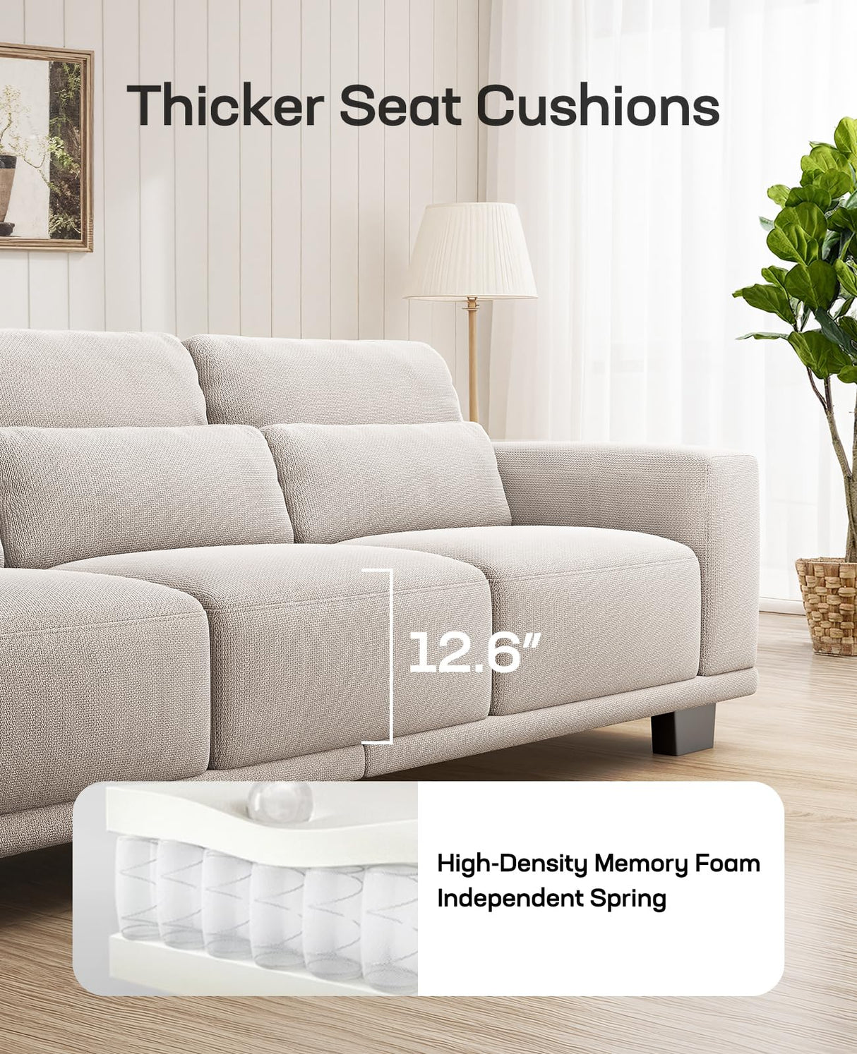 Marsail 65" Loveseat Sofa, Love Seat for Living Room, Comfy Couch with Deep Seats and Wide Armrests, Sofa Couch with Supportive Cushion and Sturdy Frame, Easy to Clean with Removable Covers, Beige Marsail