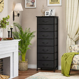 Fixwal Black Tall Dresser for Bedroom, Storage Dresser Organizer with 7 Fabric Drawers, Nightstand Furniture in Closet, Entryway, Hallway Fixwal