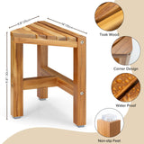 PERFNIQUE Teak Shower Stool, Teak Shower Bench, 12'' Shower Stool for Shaving Legs, Spa Foot Rest for Inside Shower, Organizer Teak Stool, Waterproof Small Corner Bench for Bathroom Livingroom (12'') PERFNIQUE
