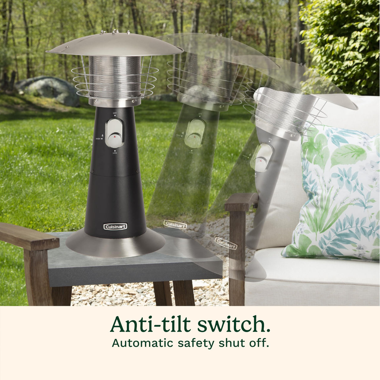 Cuisinart COH-500 Portable Tabletop Patio, 11,000 BTU Outdoor Propane Heater with Safety Tilt Switch and Burner Screen Guard, 100 sq. Foot Heat Range, Black Cuisinart