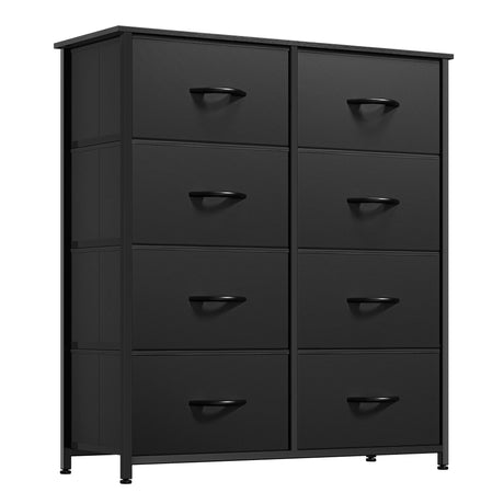 DWVO Fabric Dresser for Bedroom, Tall Storage Dresser with 8 Drawers, Black Dresser & Chest of Drawers, Storage Drawer Organizer for Closet, Bedroom, Living Room DWVO