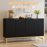 Luoxiao Fluted Sideboard Buffet 55" Console Table for Entryway Modern Credenza Accent Cabinet with Adjustable Shelves Coffee Bar Cabinet for Living Room, Kitchen, Dining Room,Hallway Black Luoxiao