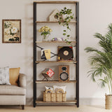 IRONCK Bookshelf, 31.5in Wide Shelf 6 Tier Bookcase, 110lbs/shelf Vintage Industrial Style Bookshelves for Bedroom, Living Room and Home Office, Industrial Brown IRONCK