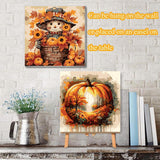 VIGEGU 4 Pack Thanksgiving Paint by Numbers Kit for Adults with Framed,Fall Pumpkin Paint by Number with Wooden Easel DIY Autumn Scarecrow Truck Adult Paint by Number Kits for Wall Decor 10x10in VIGEGU