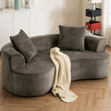 80” Curved Loveseat for Small Spaces, Grey Curved Couches for Living room, Compression Sofa in a Box with 2 Pillows, Small Couch for Bedroom with Wide Armrest & Memory Foam, No Assembly Required Thctvous